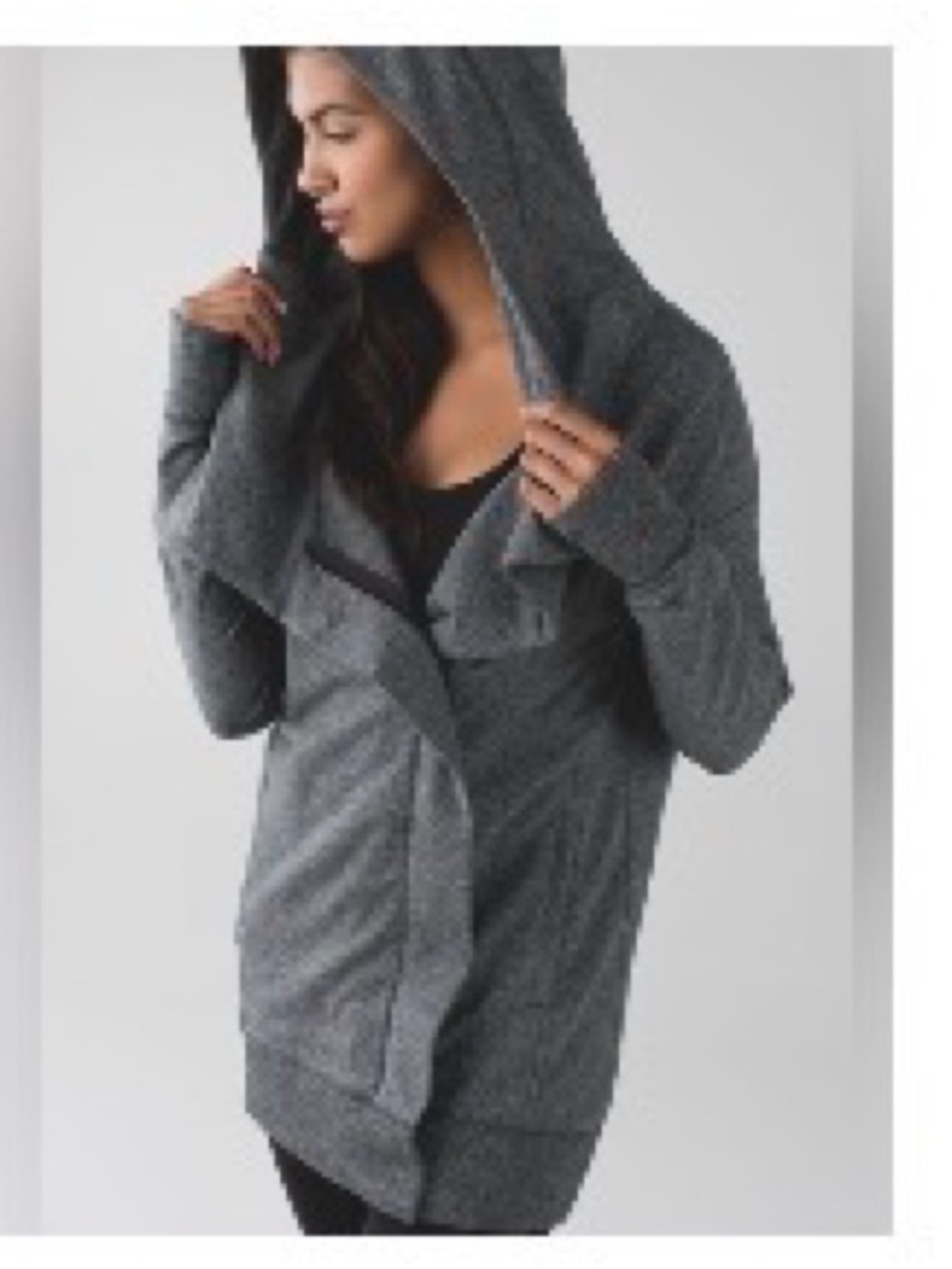 Lululemon Wrap Up Jacket Heathered Speckled Black Grey Hoodie Long Magnet Scuba